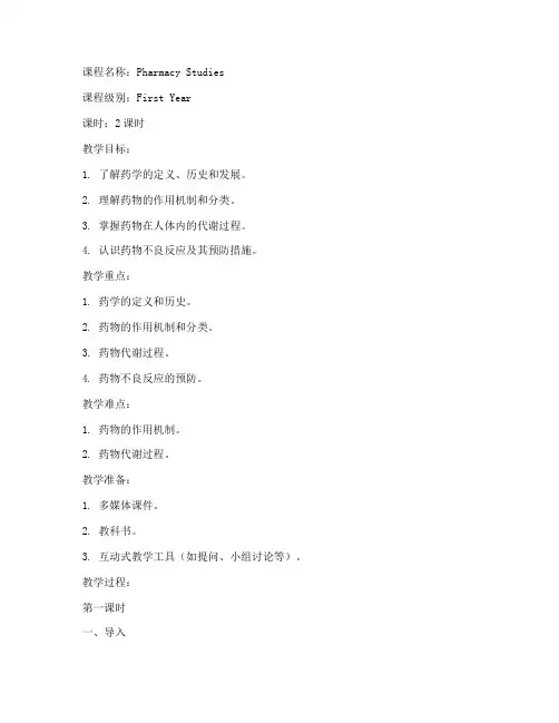 大学英文教案_药_学
