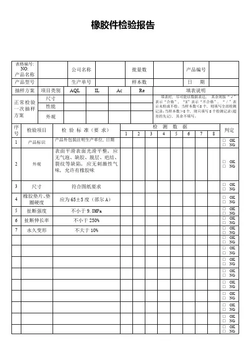 橡胶件检验报告