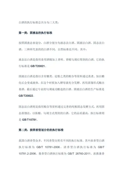 国家酒类执行标准