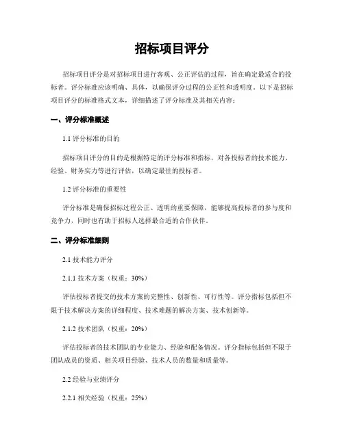 招标项目评分