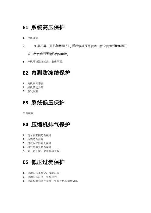 格力家用空调常见故障代码以及维修方法
