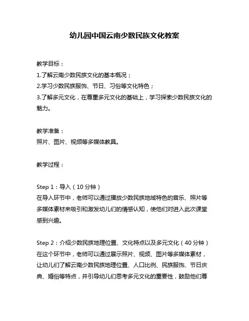 幼儿园中国云南少数民族文化教案