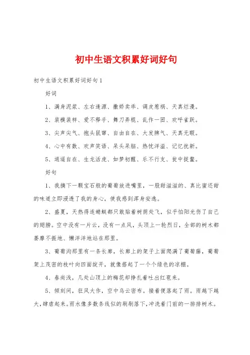 初中生语文积累好词好句