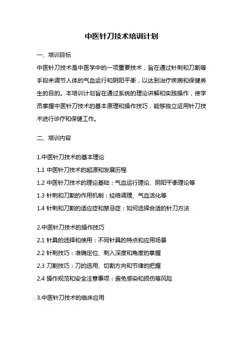 中医针刀技术培训计划