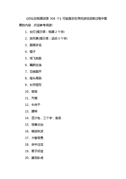 你比划我猜词语504个