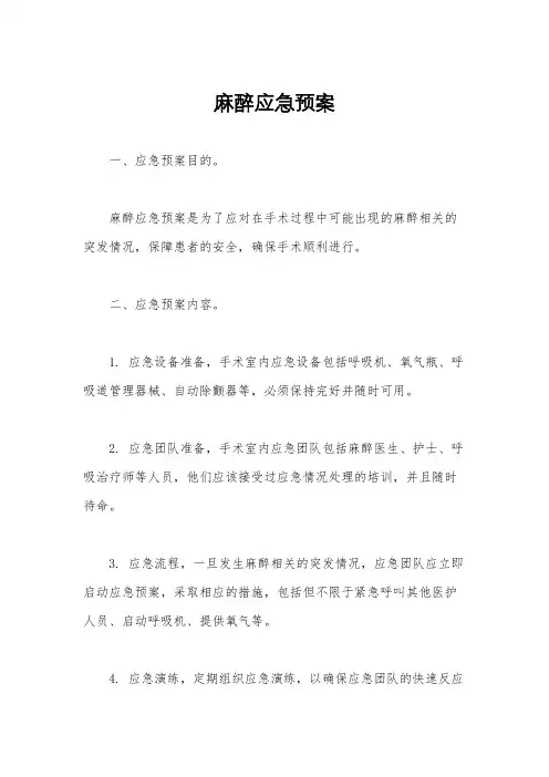 麻醉应急预案