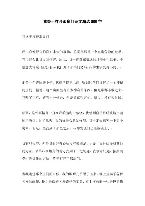 我终于打开那扇门范文精选800字