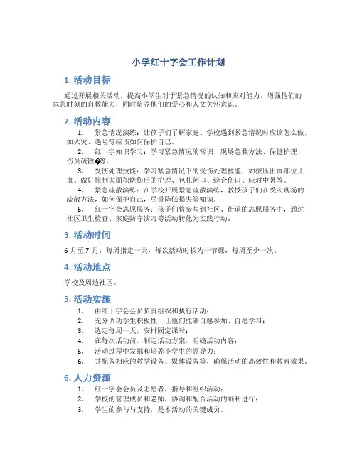 小学红十字会工作计划