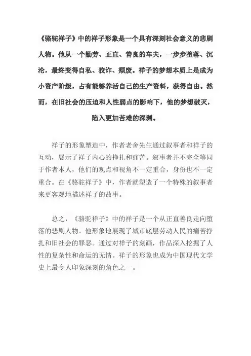 简析骆驼祥子中祥子的形象