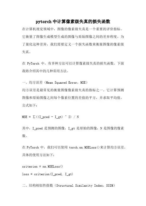 pytorch中计算像素级失真的损失函数