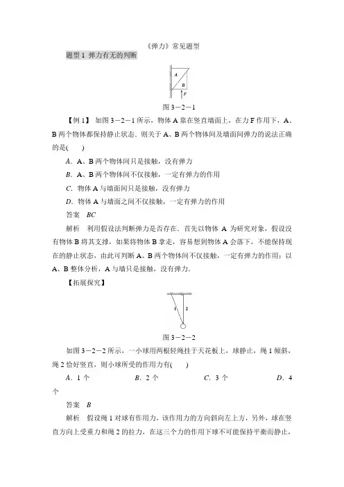 人教版高中物理必修1-3.2《弹力》常见题型