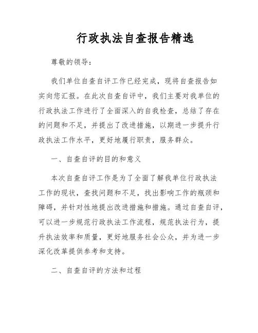 行政执法自查报告精选
