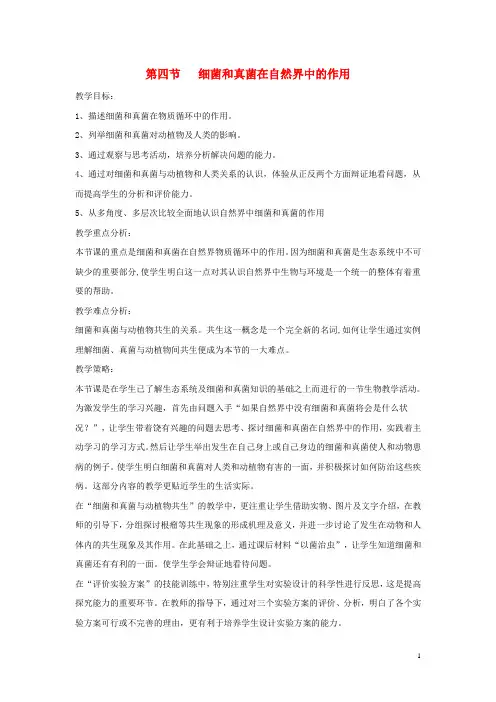 第四节   细菌和真菌在自然界中的作用