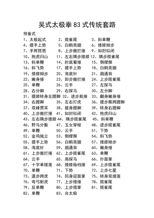 吴式太极拳83式传统套路