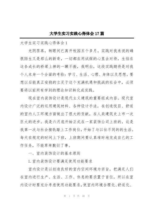大学生实习实践心得体会17篇