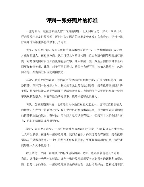 评判一张好照片的标准