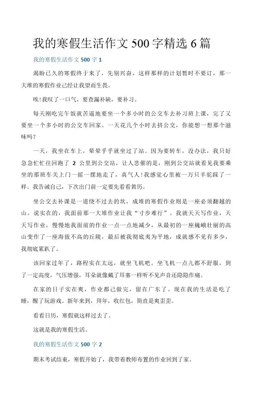 我的寒假生活作文500字精选6篇