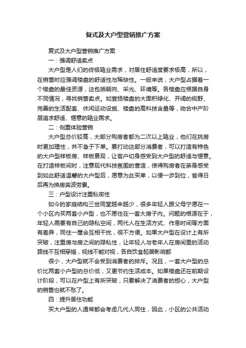 复式及大户型营销推广方案
