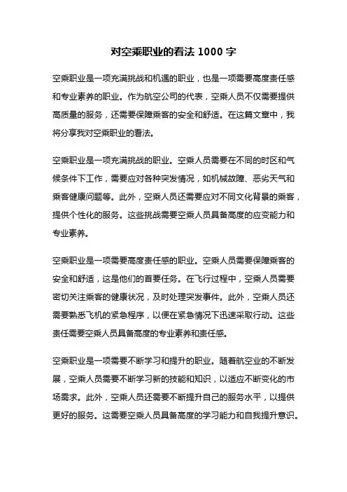 对空乘职业的看法1000字