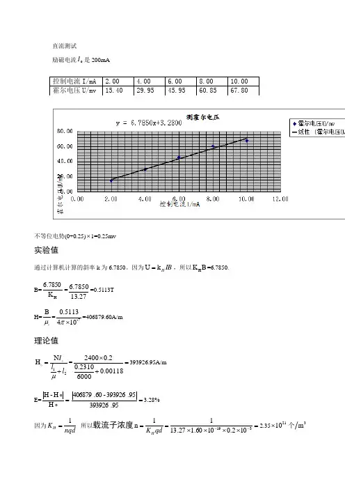 计算机仿真实验 霍尔效应数据处理
