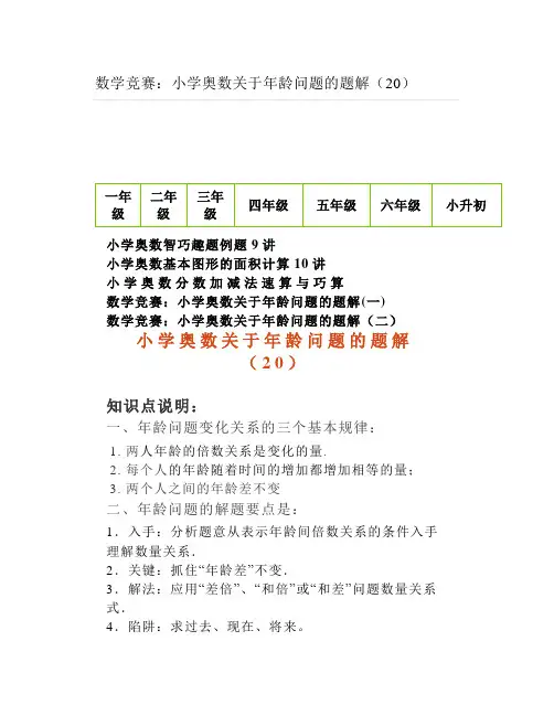 数学竞赛：小学奥数关于年龄问题的题解(20)
