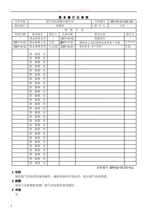 废气净化塔操作指导书