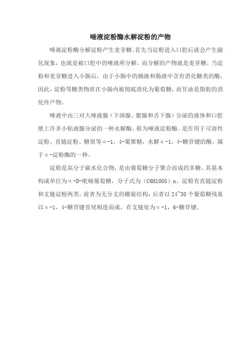 唾液淀粉酶水解淀粉的产物
