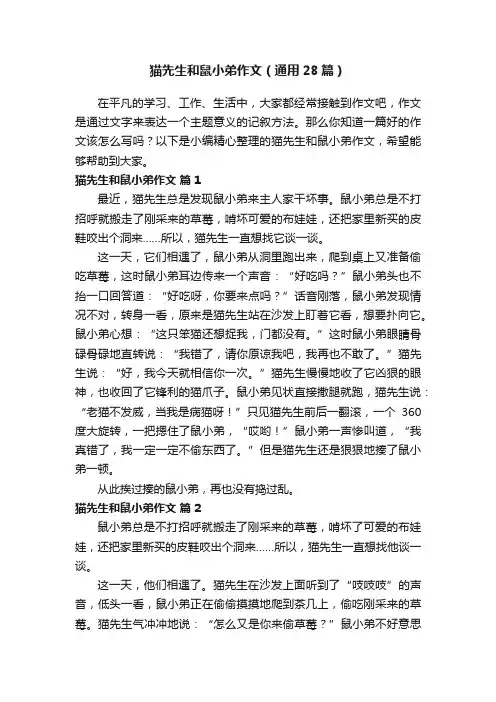 猫先生和鼠小弟作文（通用28篇）