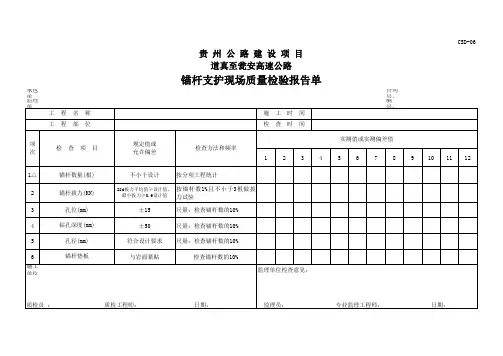 锚杆支护现场质量检验报告单