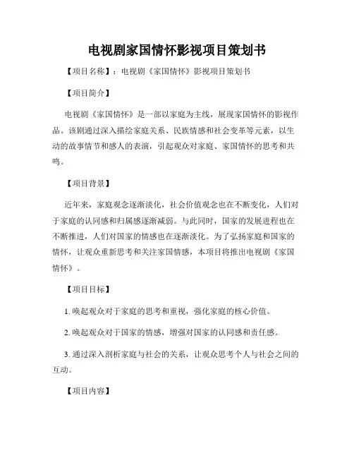 电视剧家国情怀影视项目策划书