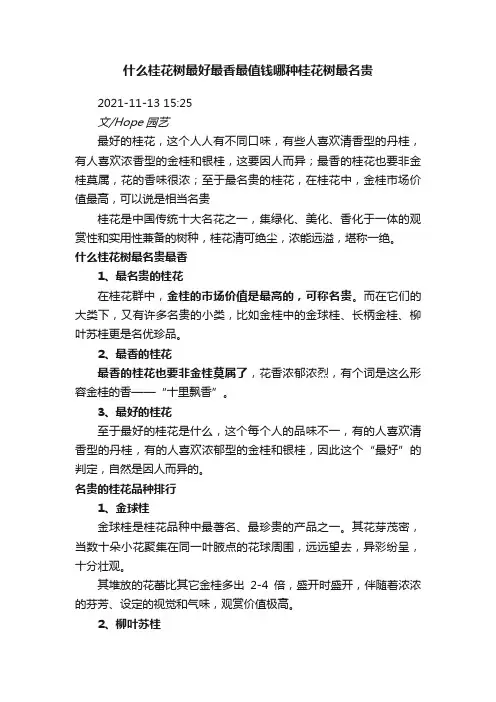 什么桂花树最好最香最值钱哪种桂花树最名贵