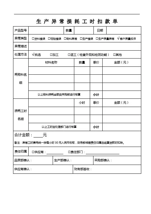 异常扣款单