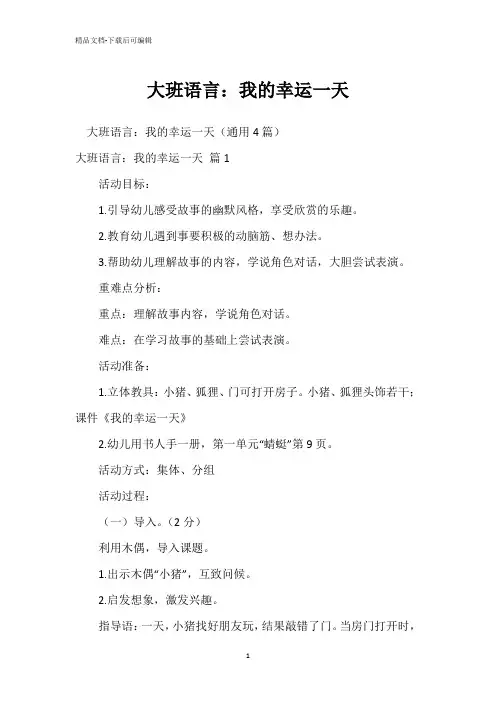 大班语言：我的幸运一天