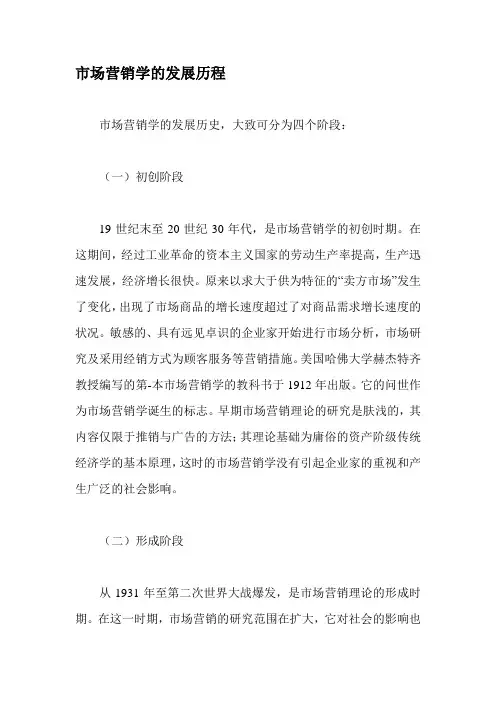 市场营销学的发展历程