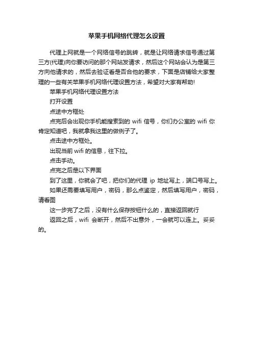 苹果手机网络代理怎么设置