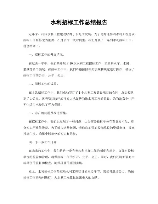 水利招标工作总结报告