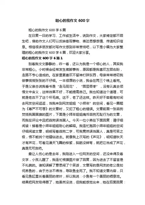 粗心的我作文600字