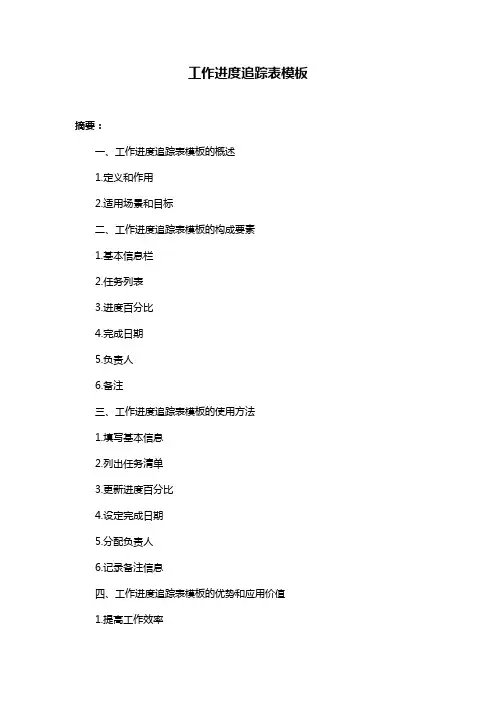 工作进度追踪表模板