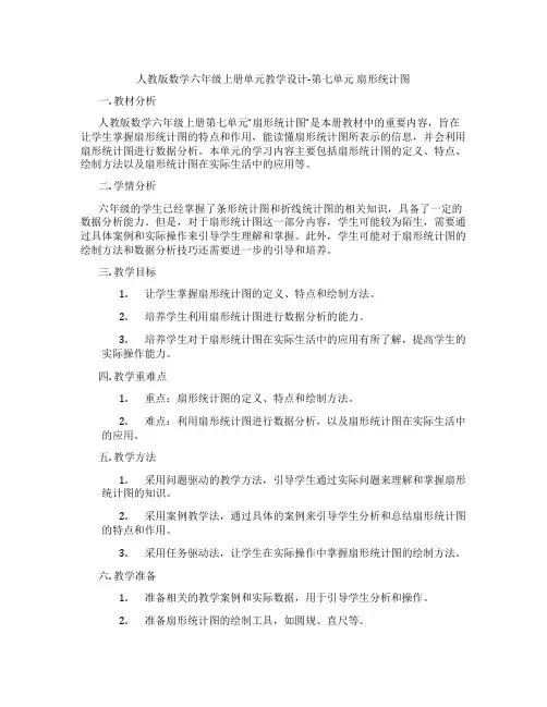 人教版数学六年级上册单元教学设计-第七单元扇形统计图
