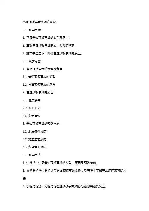 巷道顶板事故及预防教案