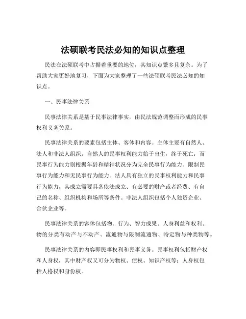 法硕联考民法必知的知识点整理