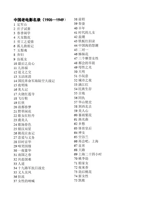 中国老电影目录(1905—1949)