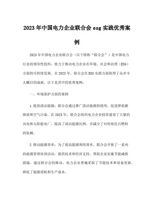 2023年中国电力企业联合会esg实践优秀案例