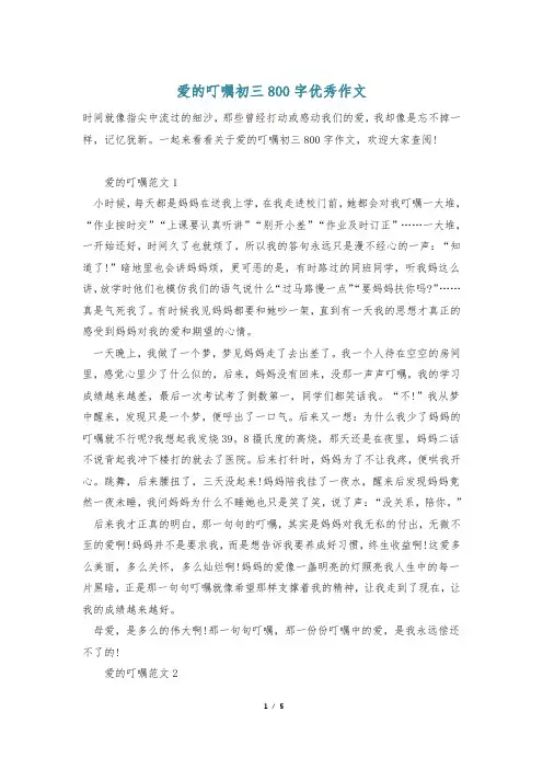 爱的叮嘱初三800字优秀作文