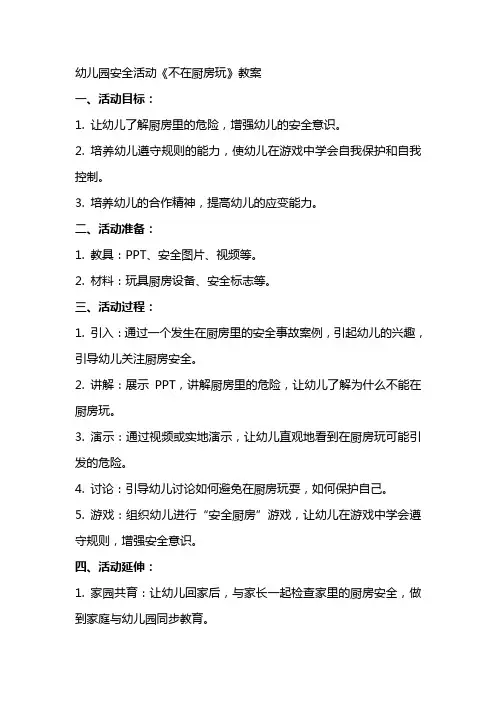 幼儿园安全活动不在厨房玩教案