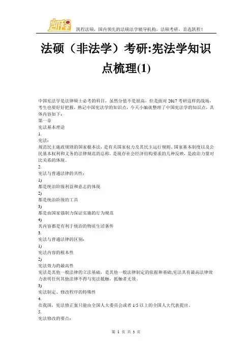 法硕(非法学)考研-宪法学知识点梳理(1)