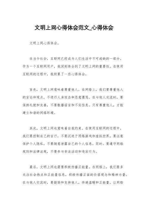 文明上网心得体会范文_心得体会