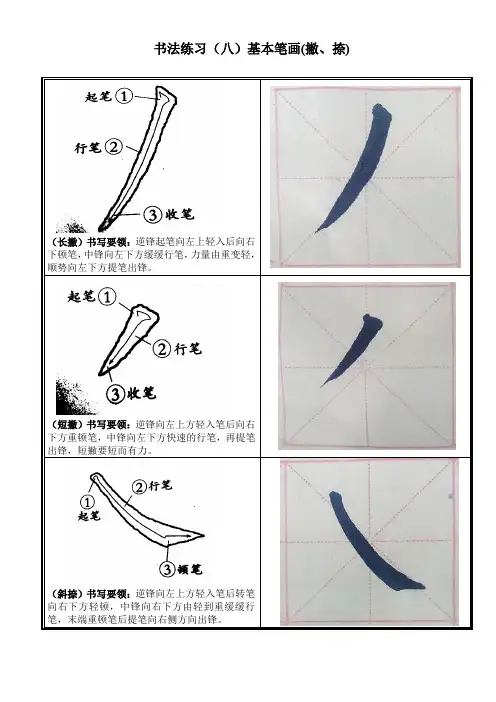 书法练习(八)基本笔画(撇、捺)