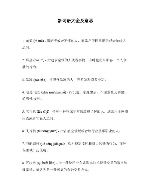 新词语大全及意思