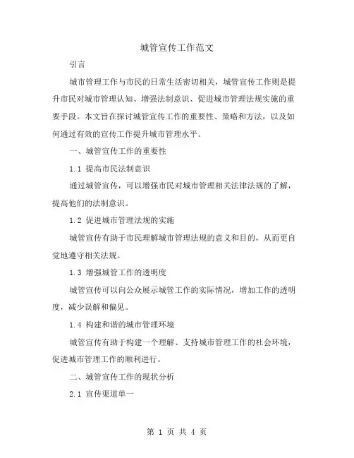 城管宣传工作范文